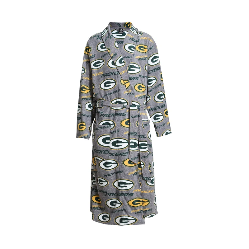 Green Bay Packers Achieve Microfleece Bathrobe in Gray