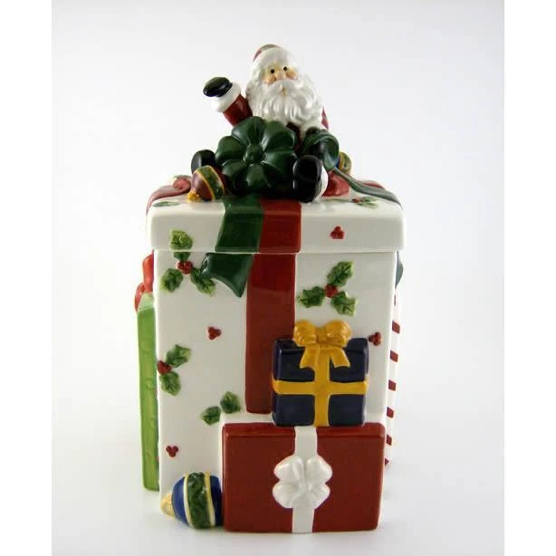 Santa Gift-Pack Christmas Ceramic Cookie Jar
