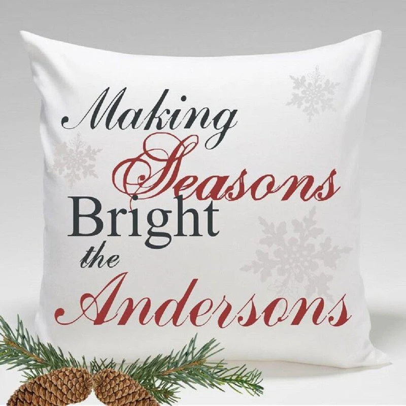 Seasons Personalized Holiday Throw Pillow