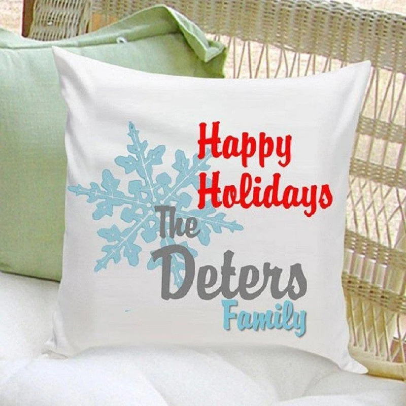 Snowflake Personalized Holiday Throw Pillow