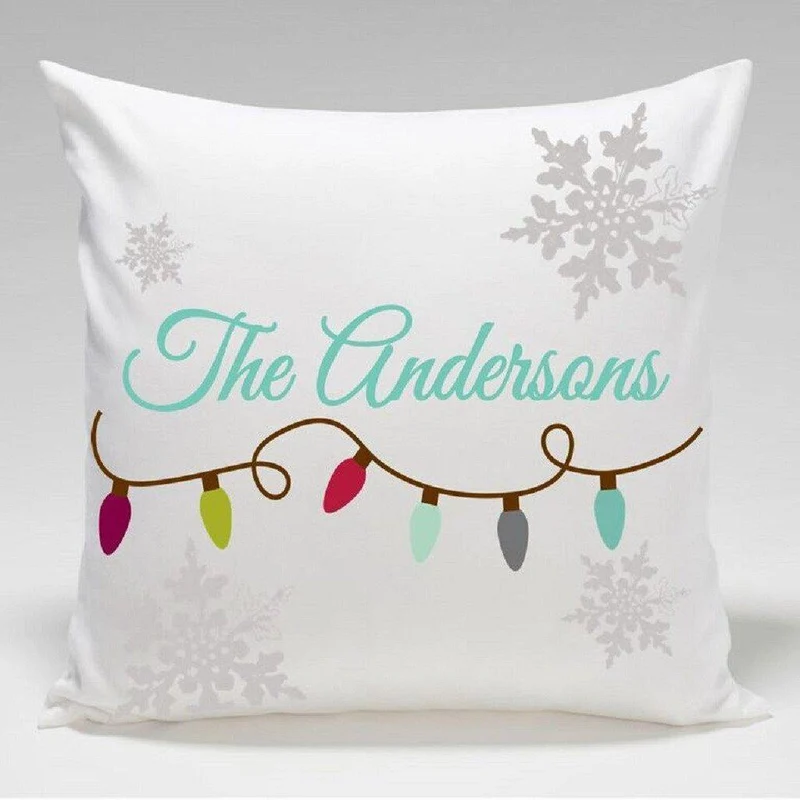 Lights Personalized Holiday Throw Pillow