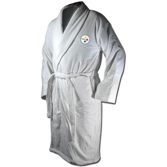 Pittsburgh Steelers White Terrycloth Bathrobe