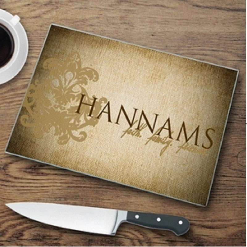 Faith, Family, Friends Personalized Glass Cutting Board