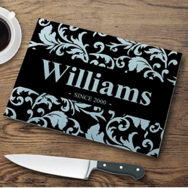 Floral Personalized Glass Cutting Board