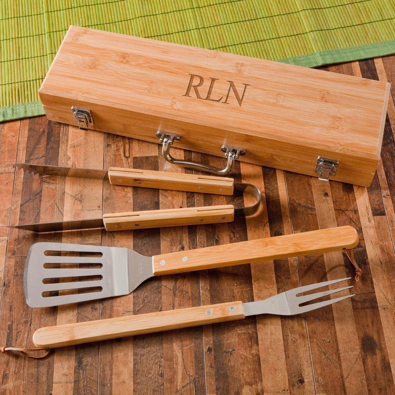 Grilling BBQ Set with Personalized Bamboo Case