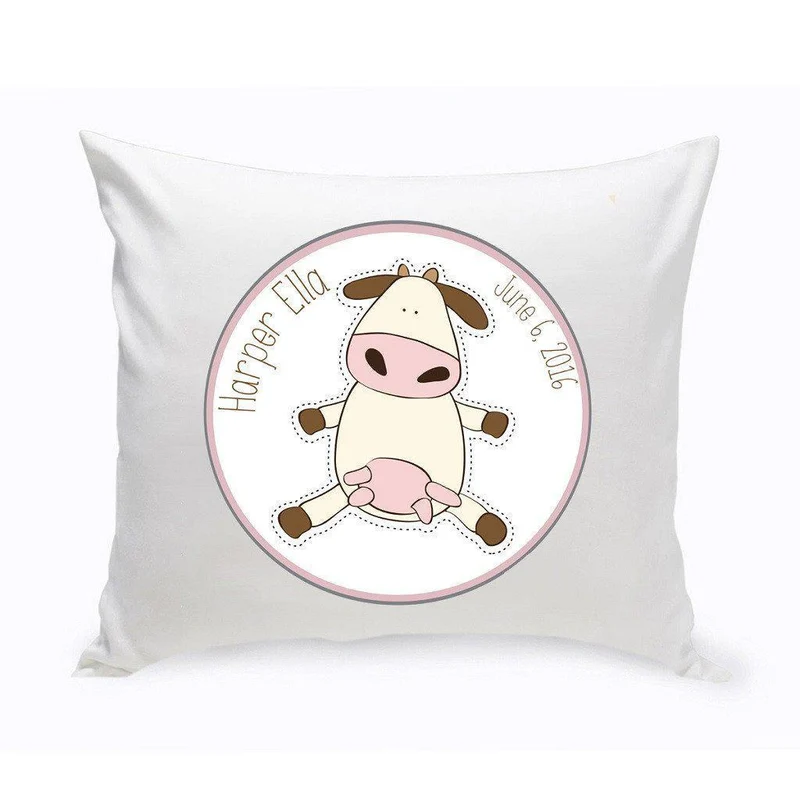 Cow Baby Nursery Personalized Throw Pillow