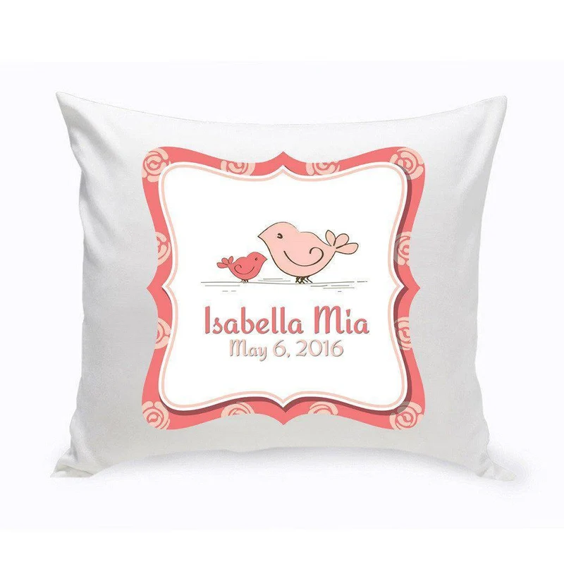 Birdies Baby Nursery Personalized Throw Pillow
