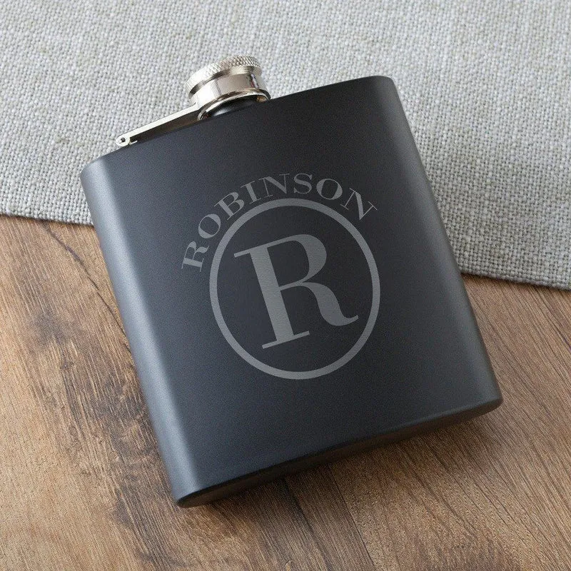 Circle Monogram Black Matte Flask