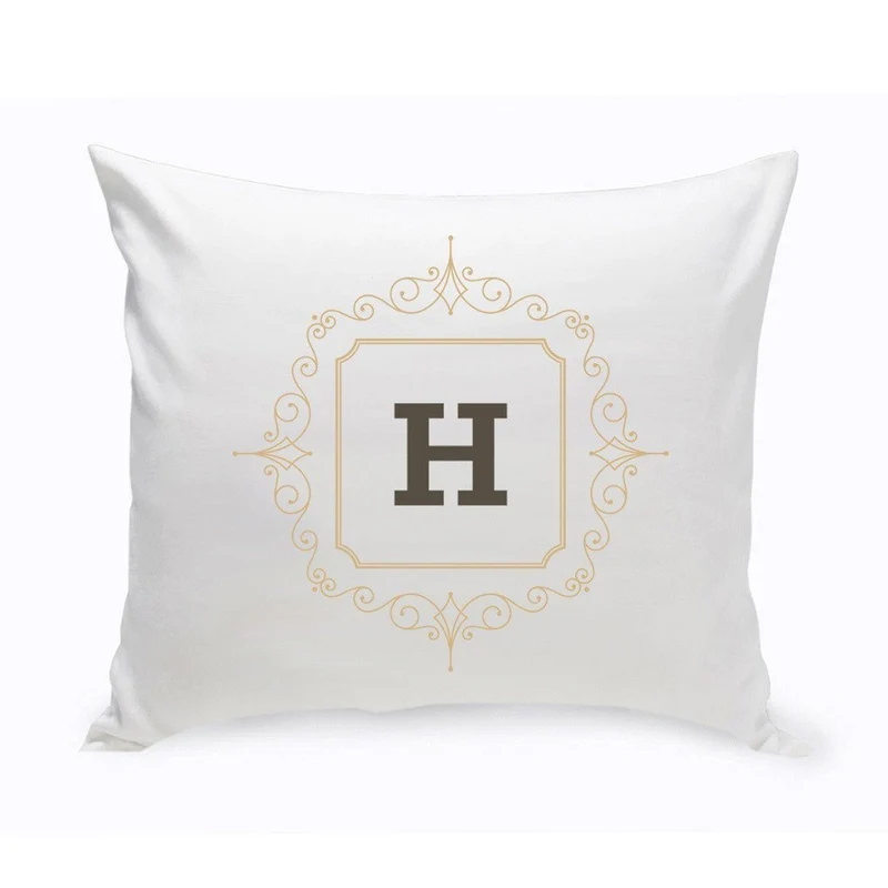 Initial Motif Personalized Throw Pillow-Sand