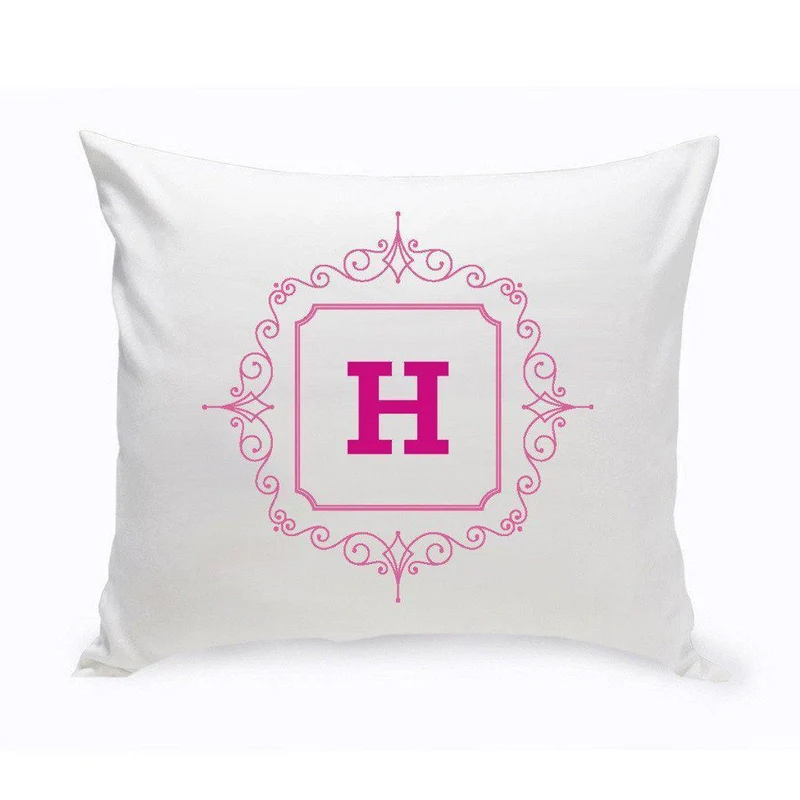 Initial Motif Personalized Throw Pillow-Pink