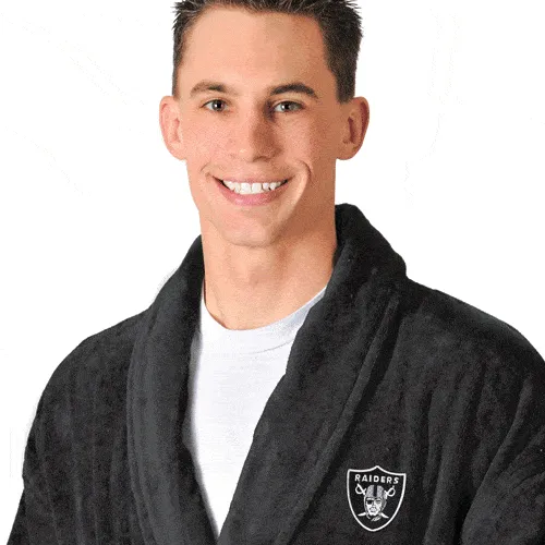 Oakland Raiders Black Terrycloth Bathrobe