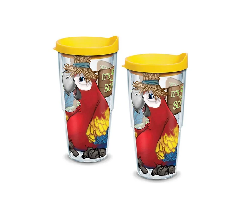 "It's 5 O'Clock Somewhere" Parrot 24 oz. Tervis Tumbler with Lid - (Set of 2)
