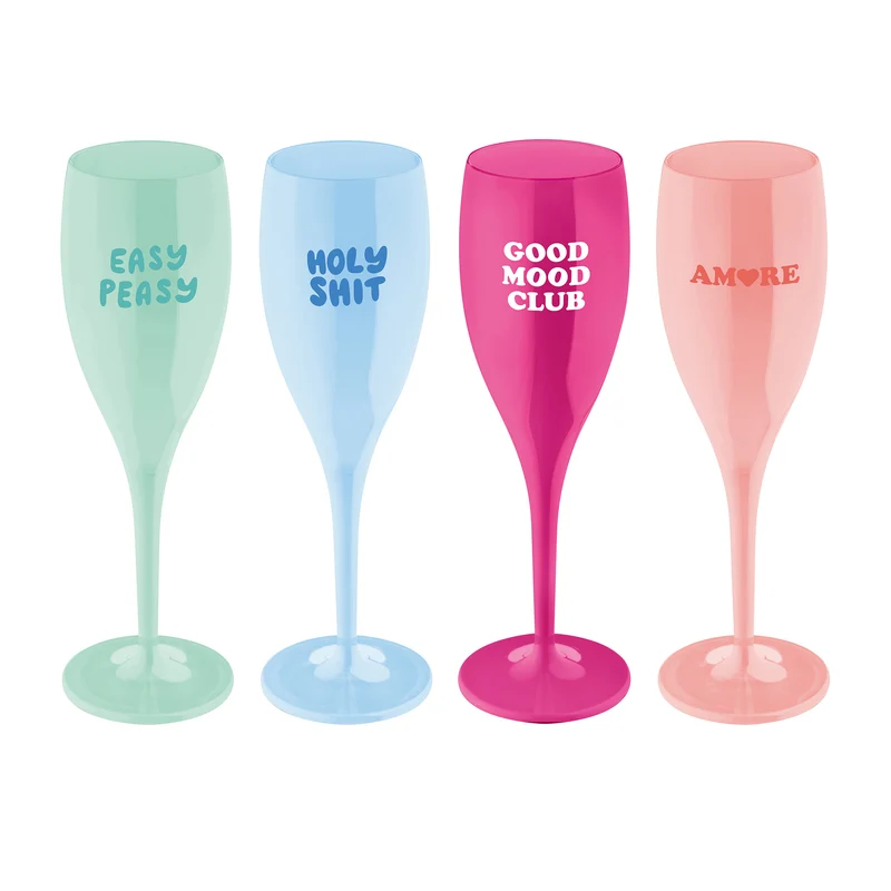 Glas mit Druck 4 Motive CHEERS No. 1 COLOR UP 4er-Set