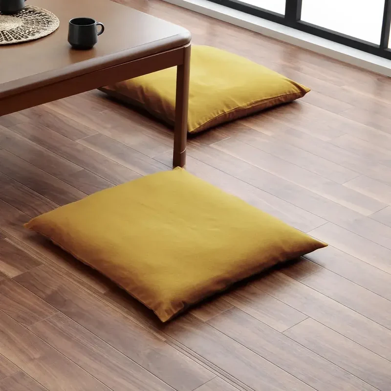 Ikehiko Corporation Zabuton Cover, Clean Solid Yellow Design
