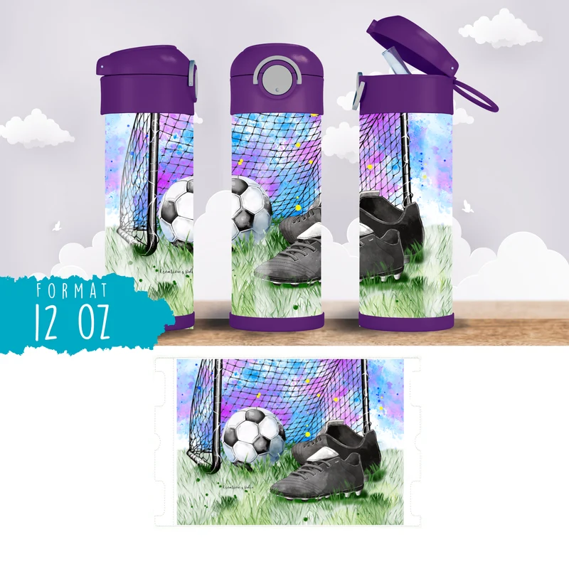 Gourde thermos - Soccer teinte mauve