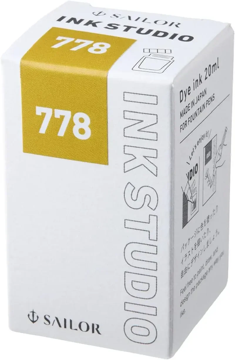 Sailor Fountain Pen Ink Studio Yellow Dye Ink 20ml Bottle Storage