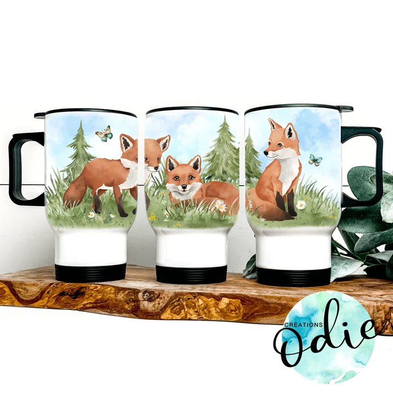 Tasse isotherme - Renards dans le pré