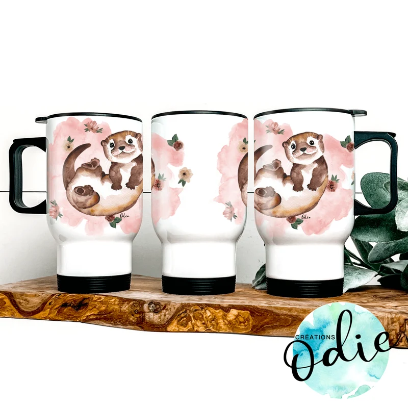 Tasse isotherme - Loutres roses