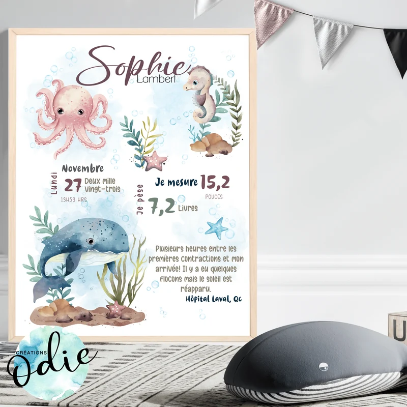 Affiche de naissance - Nautique
