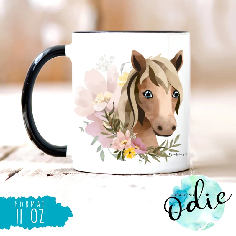 Tasse Cheval et fleurs