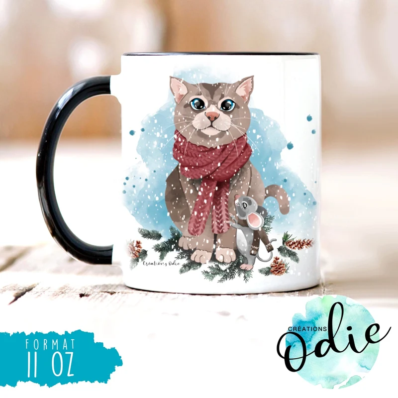 Tasse Chaton au foulard rouge