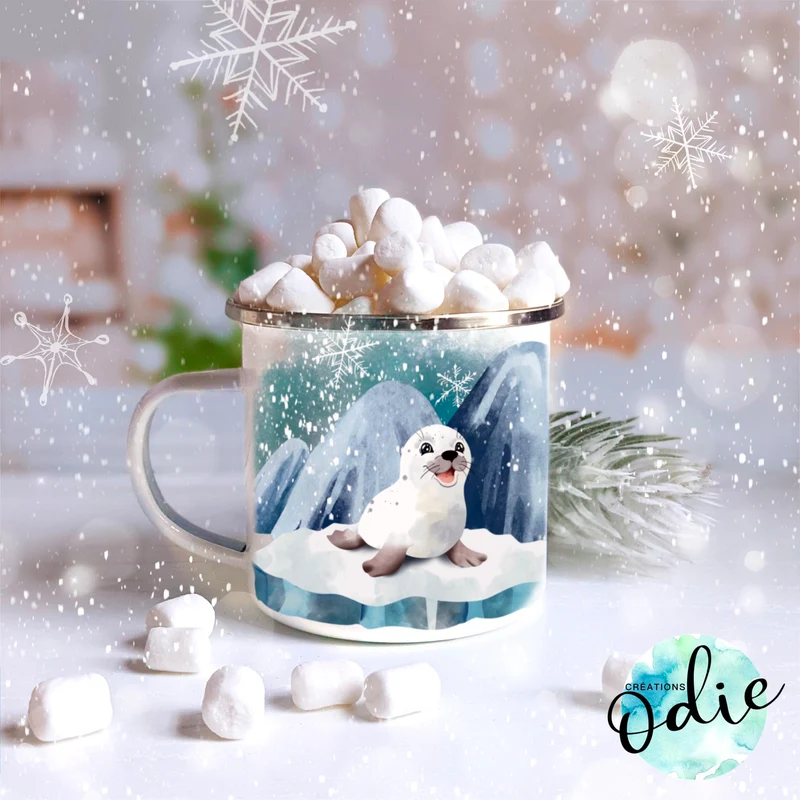 Tasse en acier émaillé - Animaux arctique