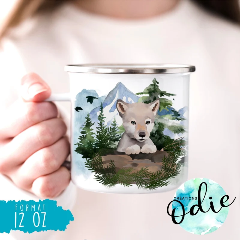 Tasse en acier émaillé - Les petits louveteaux