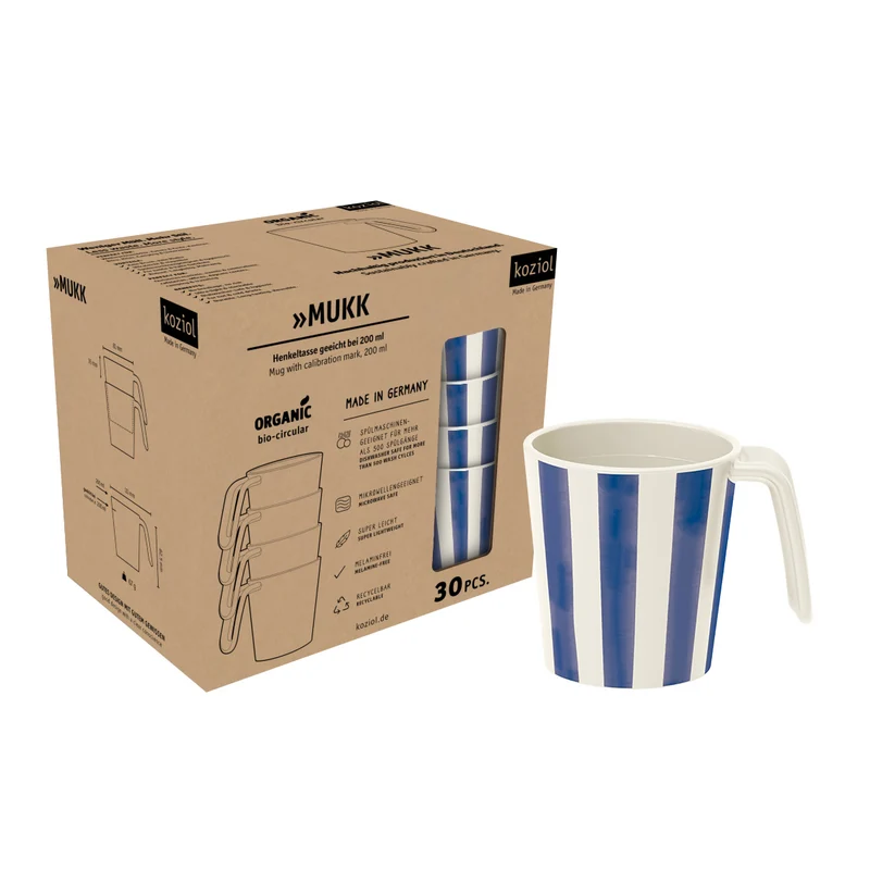 Henkeltasse MUKK STRIPES BLUE 30er-SET
