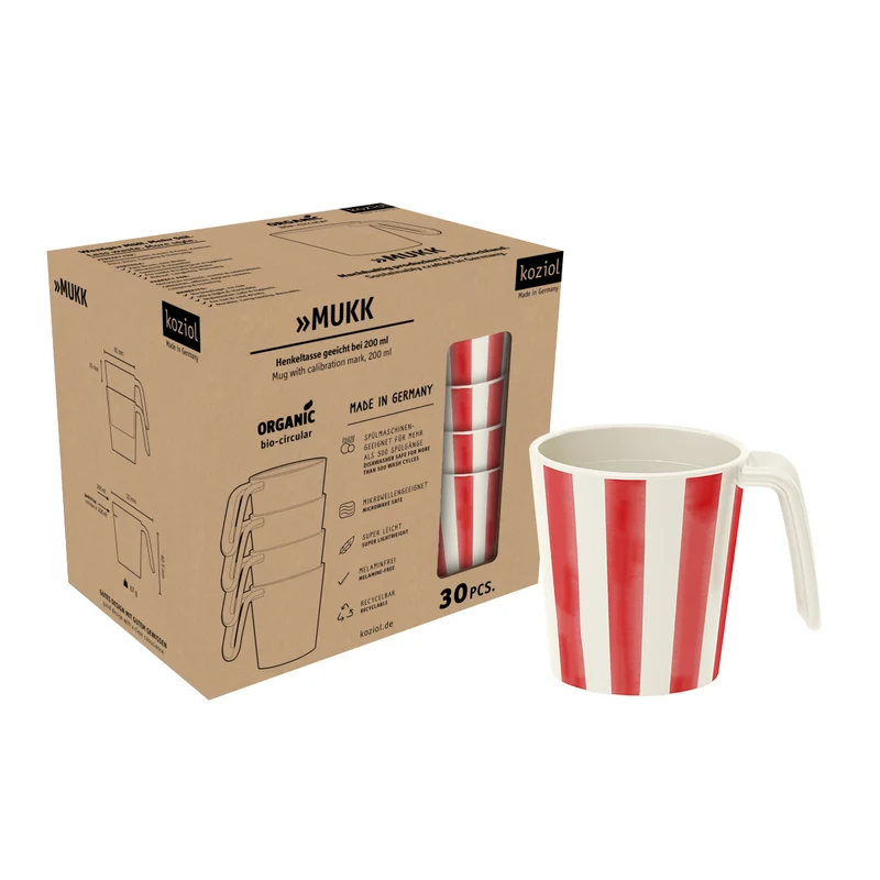 Henkeltasse MUKK STRIPES RED 30er-SET