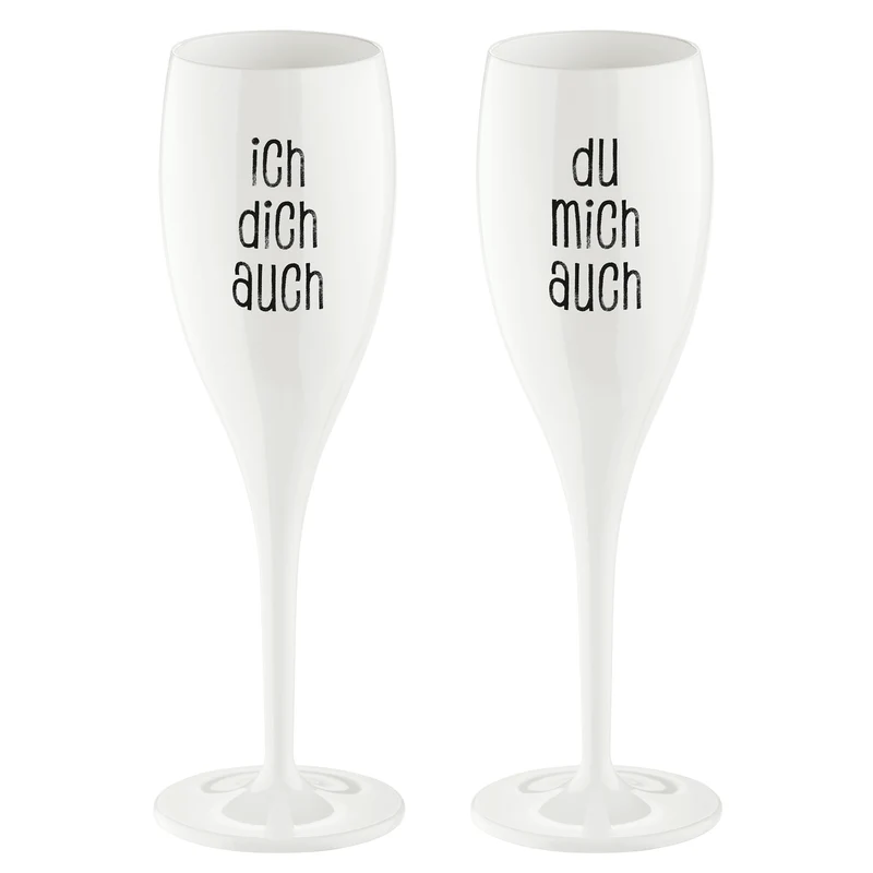Sektglas mit Druck CHEERS No. 1 ICH DICH AUCH DU MICH AUCH 2er-SET