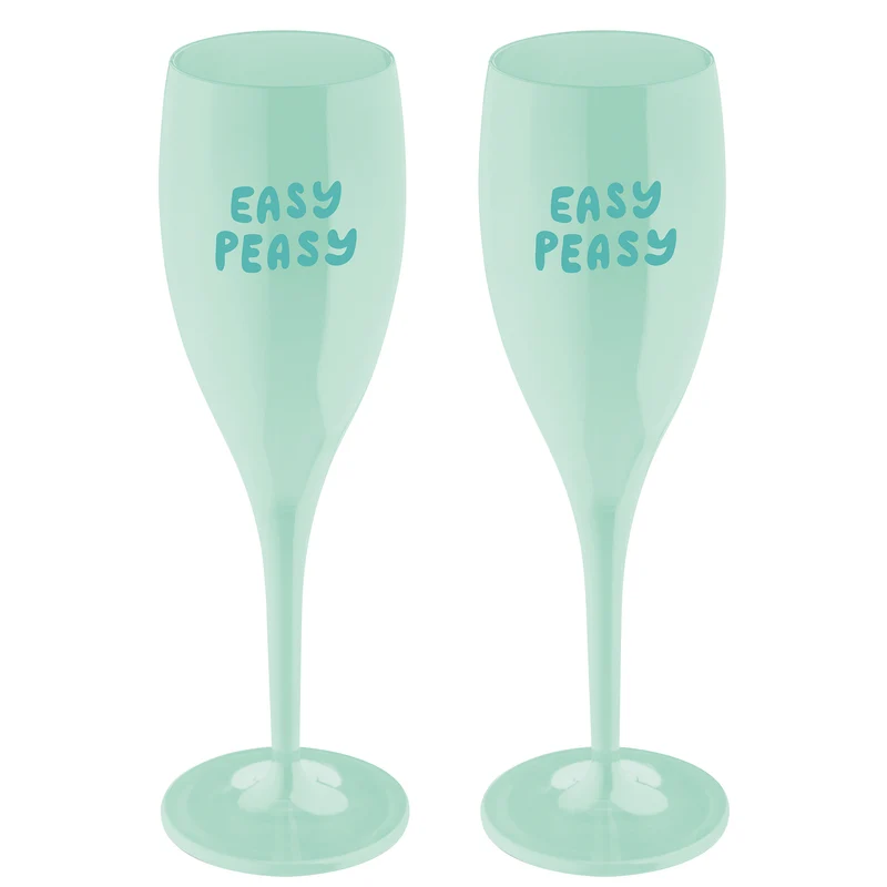 Sektglas mit Druck CHEERS No. 1 EASY PEASY 2er-SET