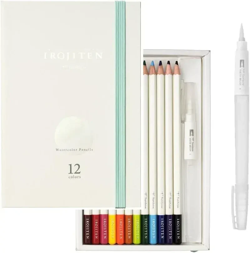 Tombow Color Dictionary Watercolor Pencils 12-Color Set Water Brush