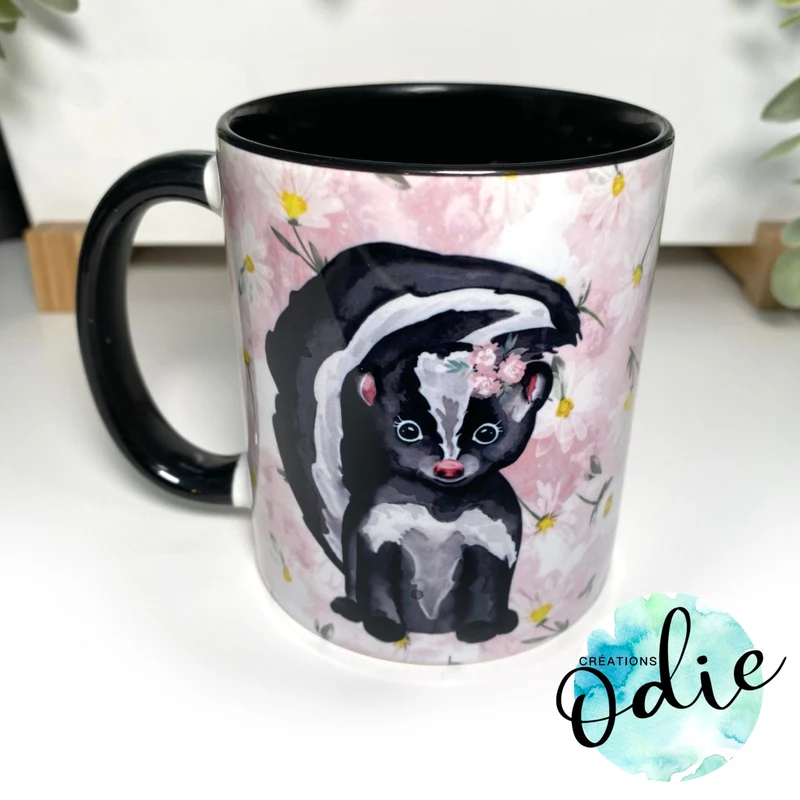 Tasse Mouffettes & marguerites rosées