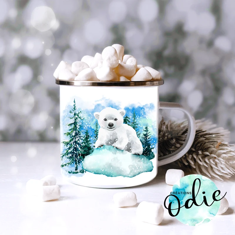 Tasse en acier émaillé - Ours polaires