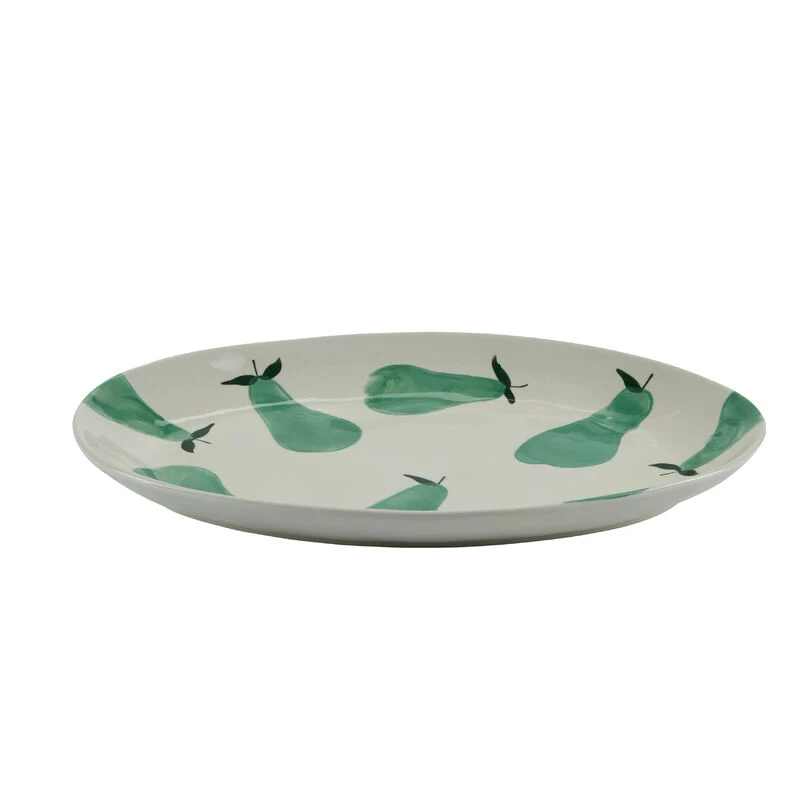 Assiette ovale motif poires
