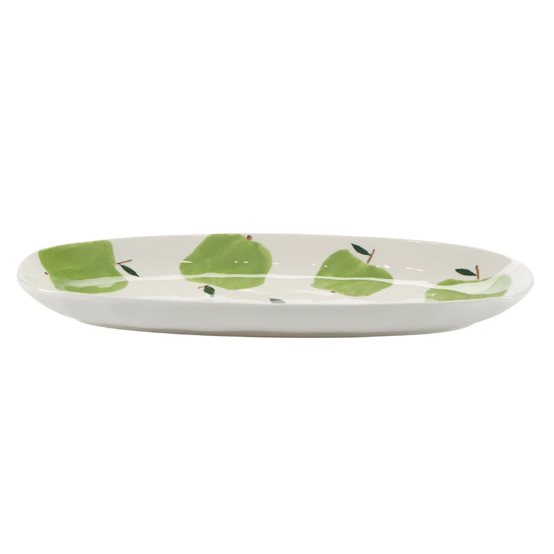Assiette longue motif pommes vertes