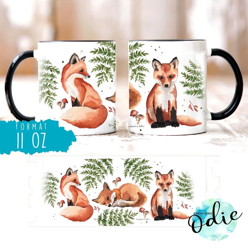 Tasse 3 renards en automne