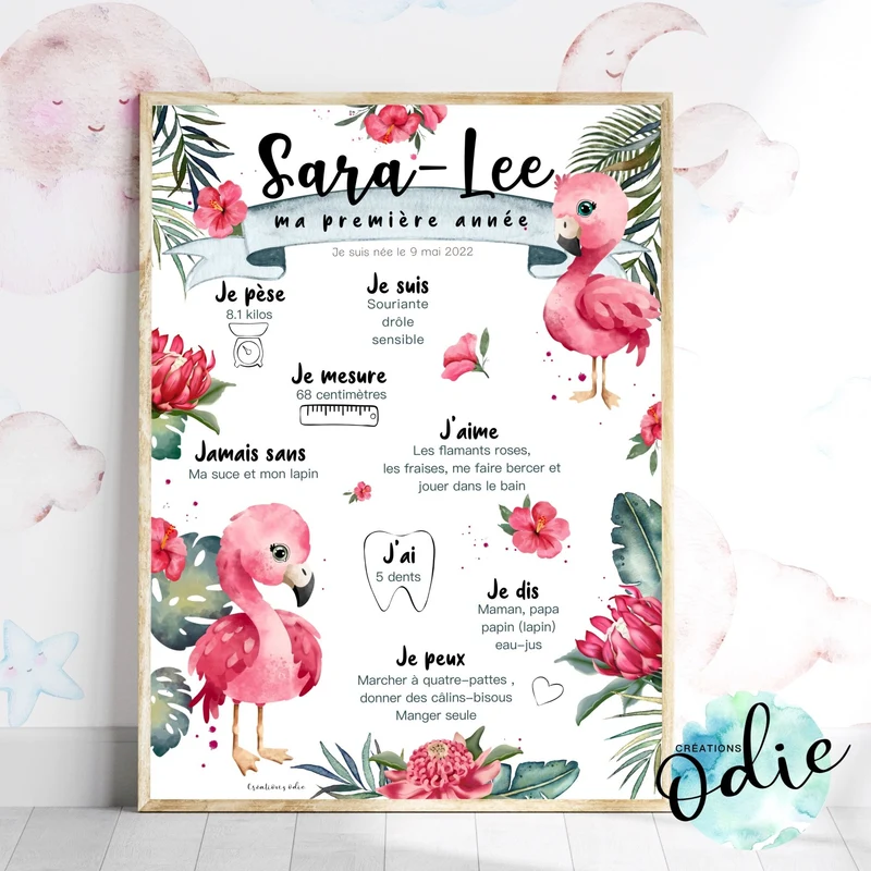 Affiche Ma première année - Thème Flamants roses