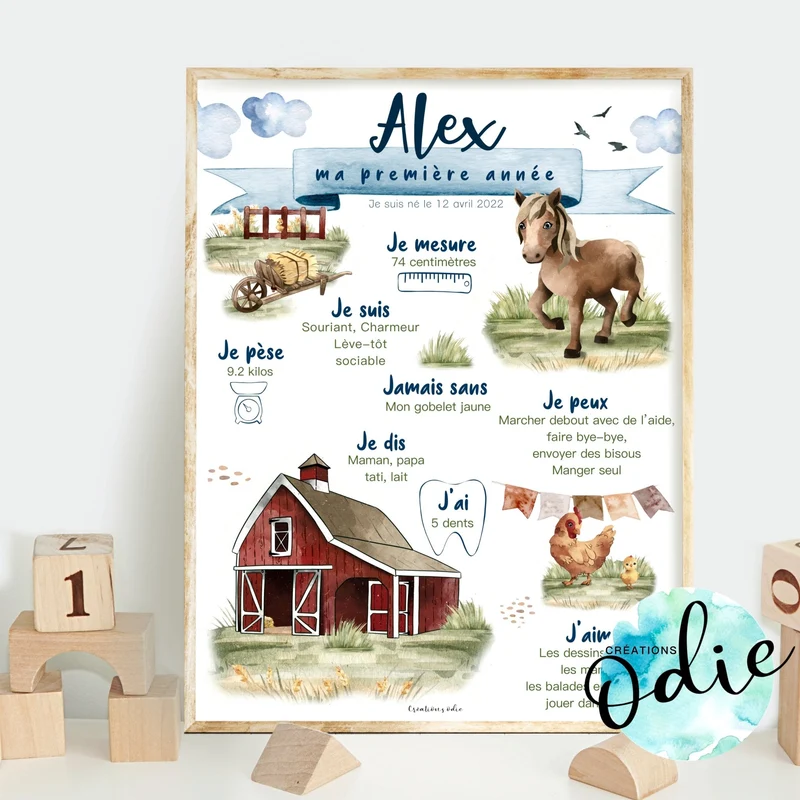 Affiche Ma première année - Thème Cheval à la ferme