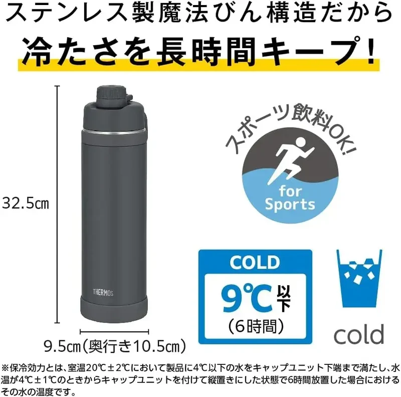 Thermos Vacuum Insulated 1.5L Sports Bottle, Matte Black