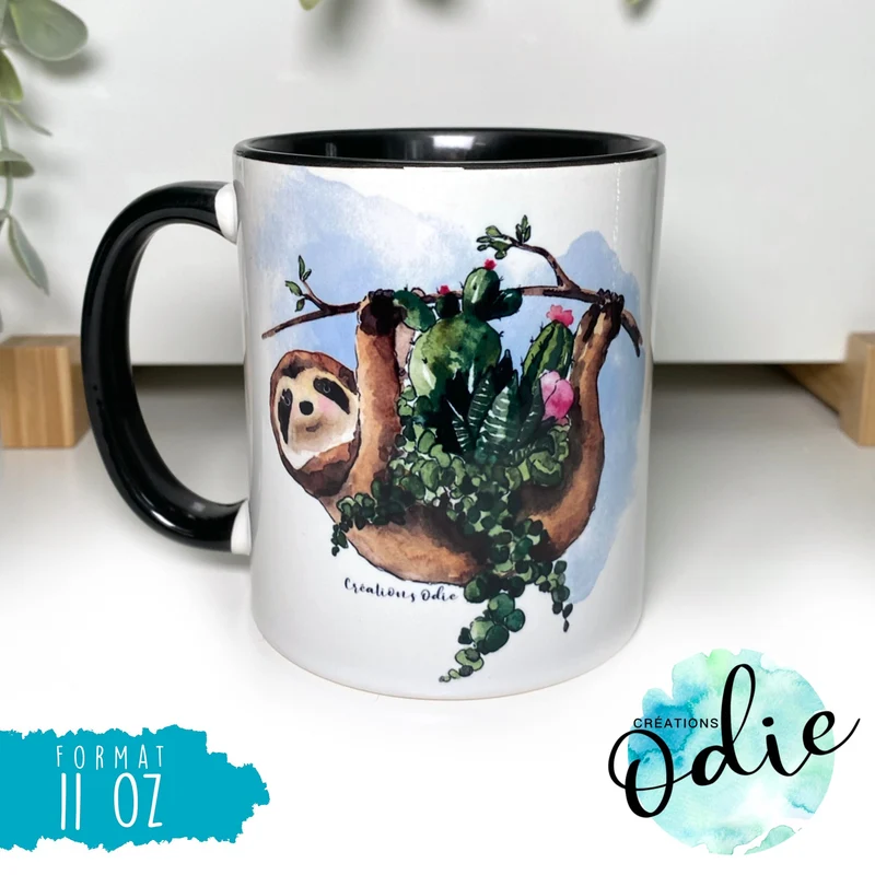 Tasse Paresseux suspendu avec cactus