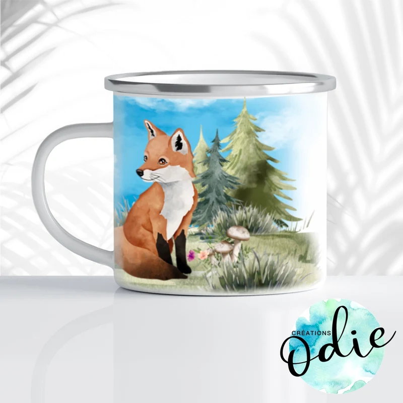 Tasse en acier émaillé - Les animaux de la forêt