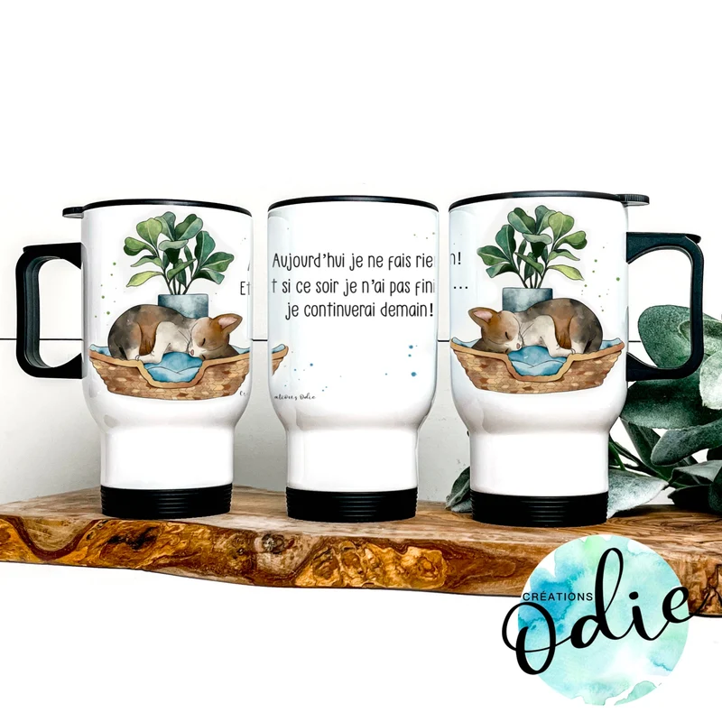 Tasse isotherme - Chaton au repos