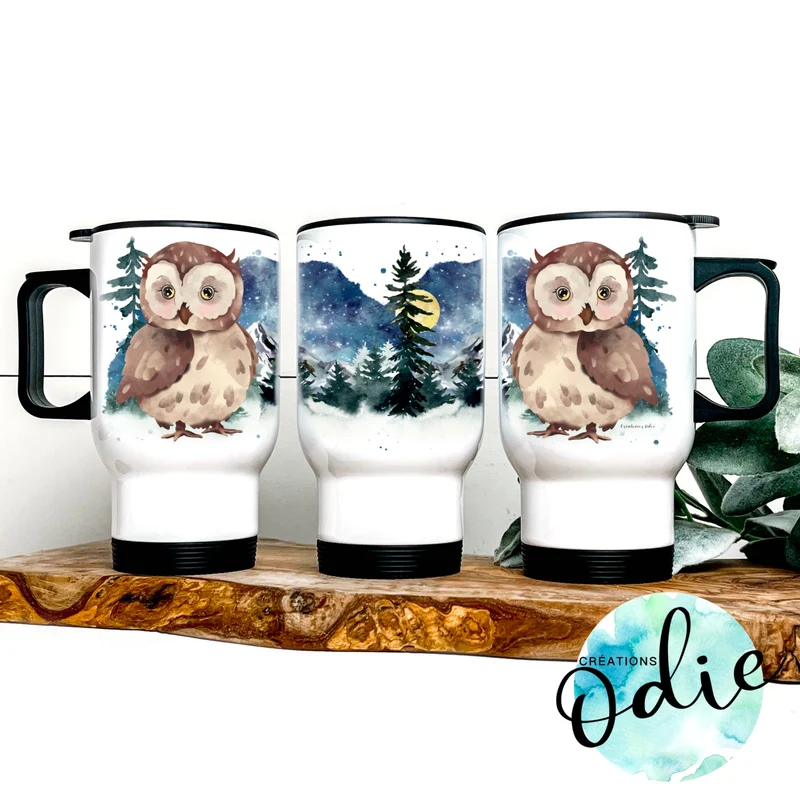 Tasse isotherme - Hibou dans la nuit