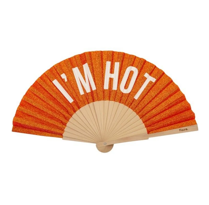 Éventail à paillettes "I am hot"