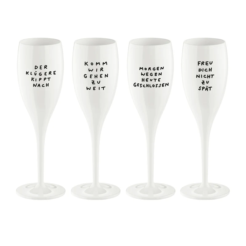 Glas mit Druck 4 Motive CHEERS No. 1 SPRUCHREIF 4er-Set