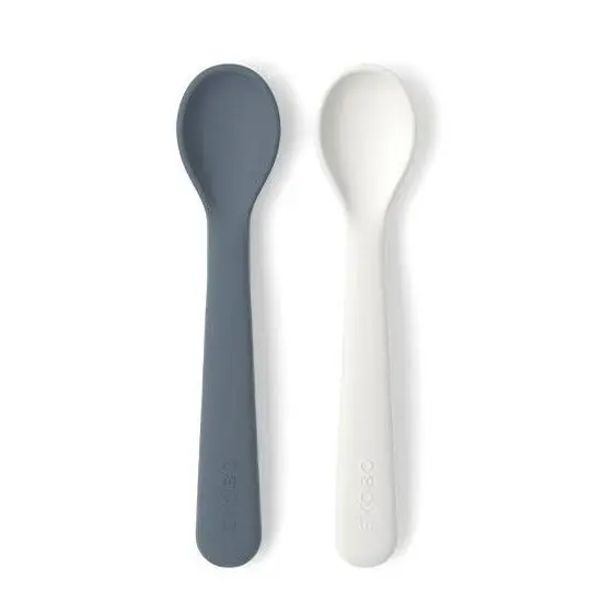 2 cuillères pour bébé en silicone Ekobo - Cloud/ Storm
