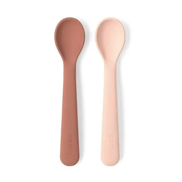 2 cuillères pour bébé en silicone Ekobo - Blush/ Terracotta