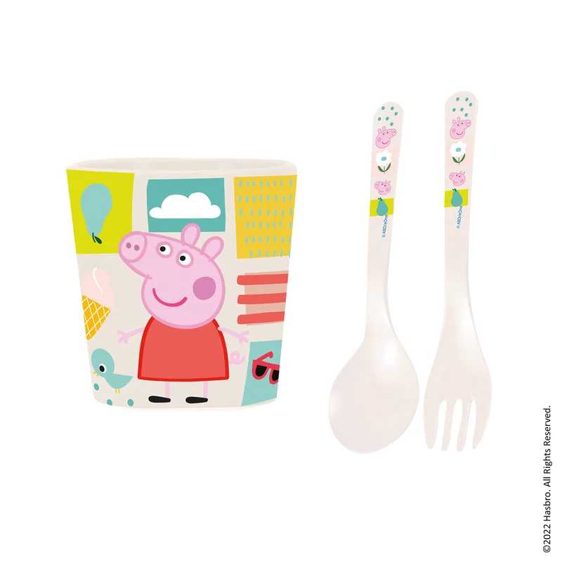 Becher + Besteckset EASY EATER SET PEPPA PIG 3- teiliges Set