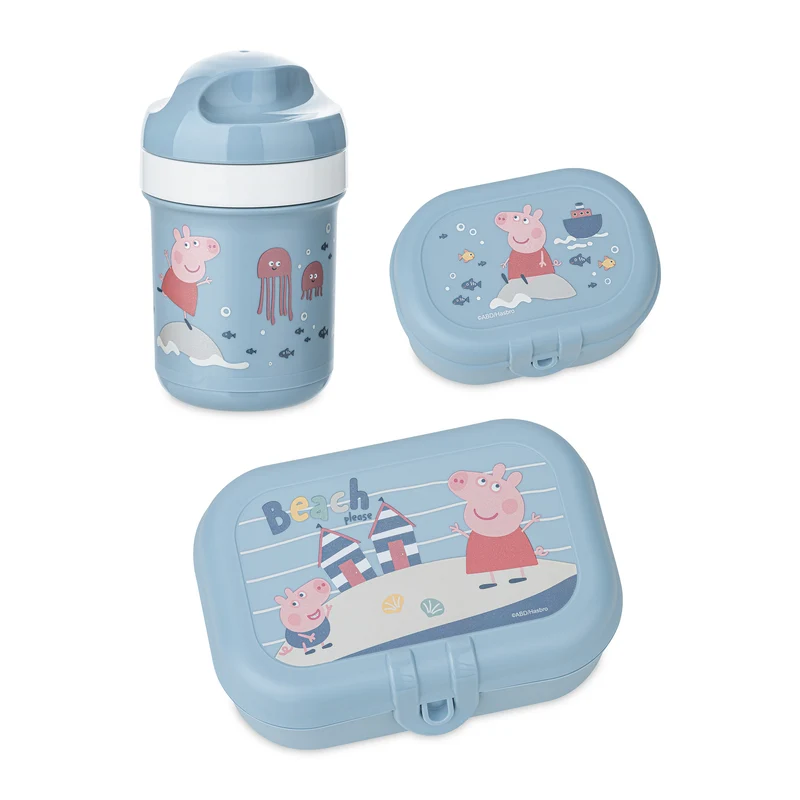 Lunchbox-Set + Trinkflasche PEPPA PIG WAVES TO GO 3- teiliges Set
